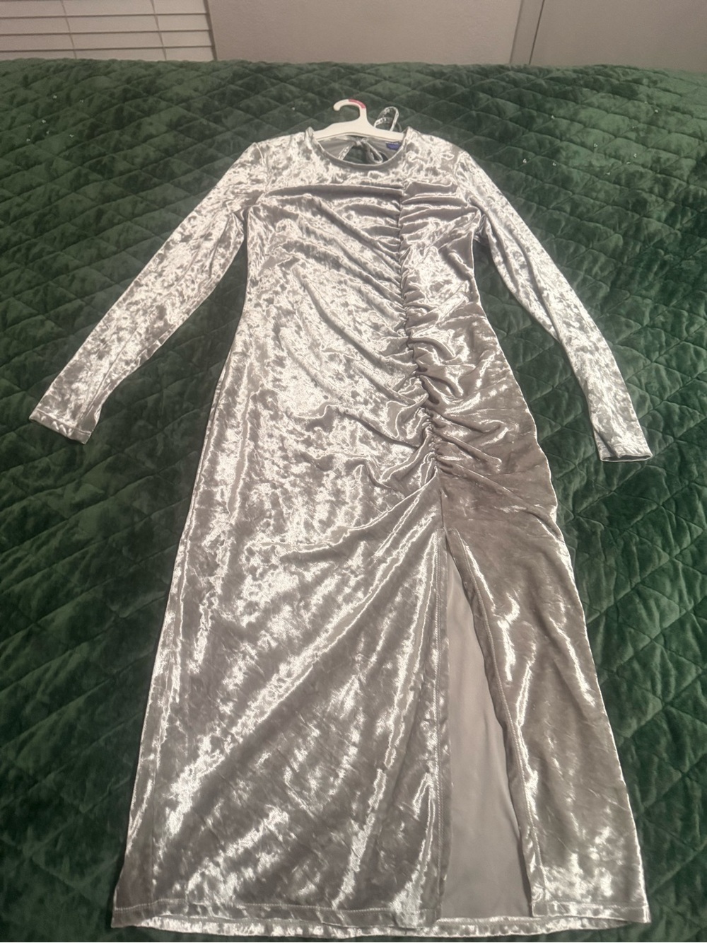 Diamond Velvet Ruched Midi Dress